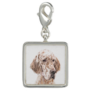 English Setter Orange Belton Painting Dog Art Charm