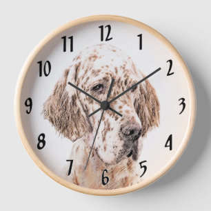 English Setter Orange Belton Painting Dog Art Clock