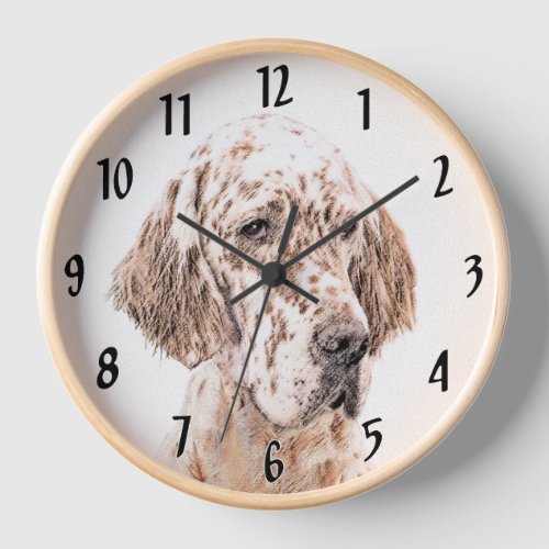 English Setter Orange Belton Painting Dog Art Clock