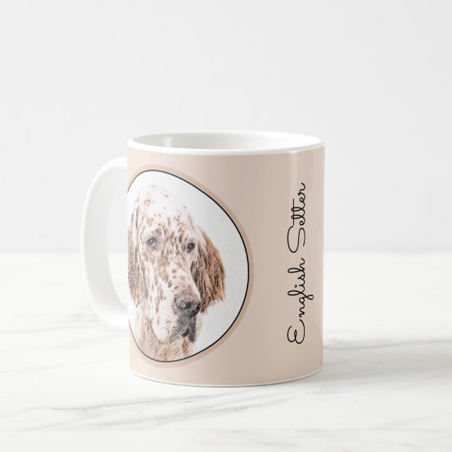 English Setter Orange Belton Painting Dog Art Coffee Mug (Front Left)