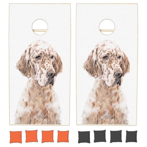 English Setter Orange Belton Painting Dog Art Cornhole Set