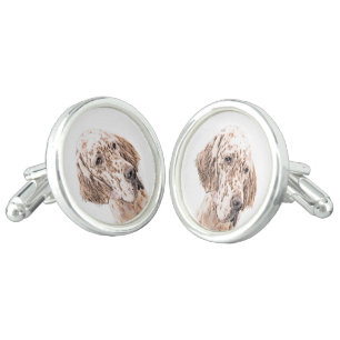 English Setter Orange Belton Painting Dog Art Cufflinks