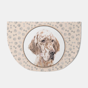 English Setter Orange Belton Painting Dog Art Doormat