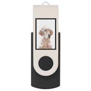 English Setter Orange Belton Painting Dog Art Flash Drive