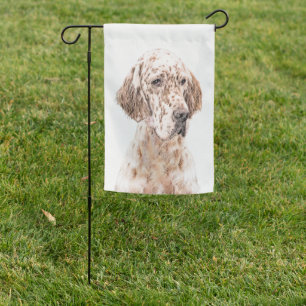 English Setter Orange Belton Painting Dog Art Garden Flag