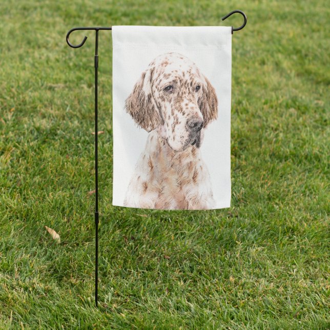 English Setter Orange Belton Painting Dog Art Garden Flag (In SItu)