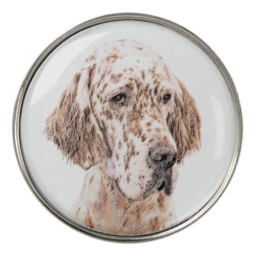 English Setter Orange Belton Painting Dog Art Golf Ball Marker