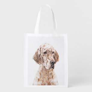 English Setter Orange Belton Painting Dog Art Grocery Bag