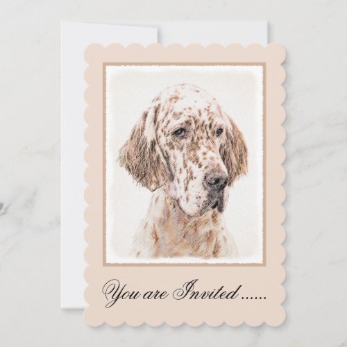 English Setter Orange Belton Painting Dog Art Invitation