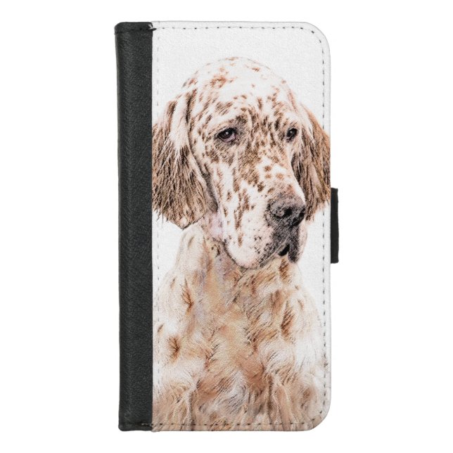 English Setter Orange Belton Painting Dog Art iPhone Wallet Case (Front)