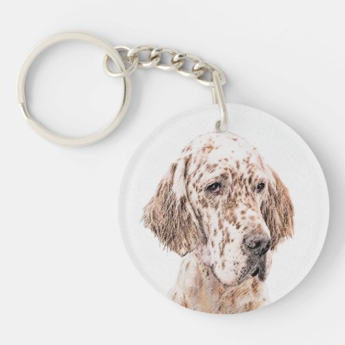 English Setter Orange Belton Painting Dog Art Keychain