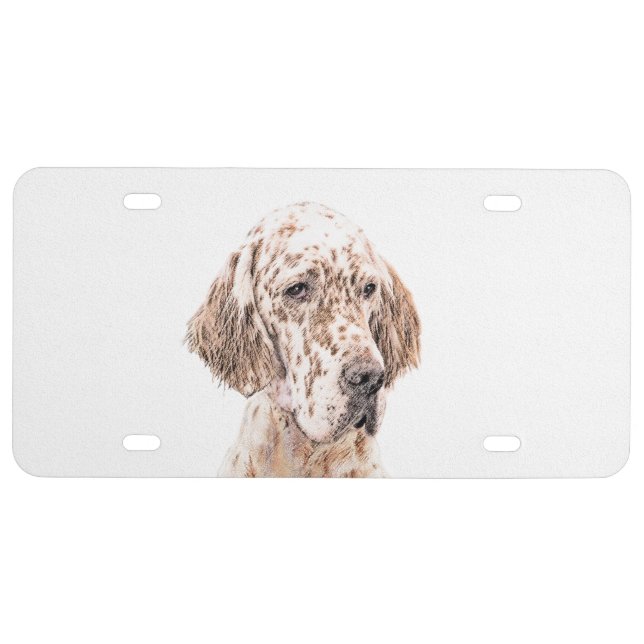 English Setter Orange Belton Painting Dog Art License Plate (Front)