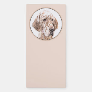 English Setter Orange Belton Painting Dog Art Magnetic Notepad