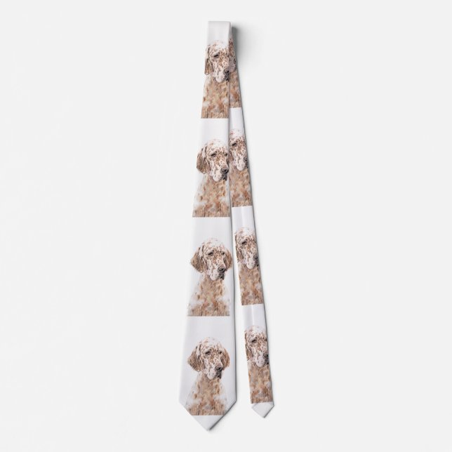 English Setter Orange Belton Painting Dog Art Neck Tie (Front)