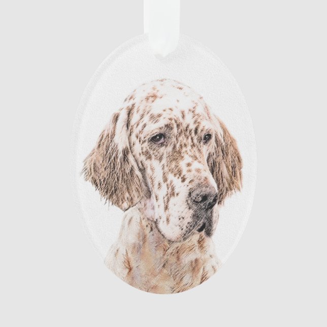 English Setter Orange Belton Painting Dog Art Ornament (Front)