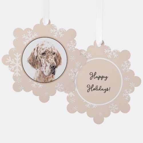 English Setter Orange Belton Painting Dog Art Ornament Card