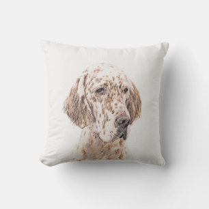 English Setter Orange Belton Painting Dog Art Outdoor Pillow