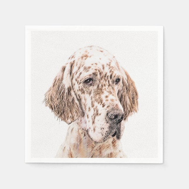 English Setter Orange Belton Painting Dog Art Paper Napkins (Front)