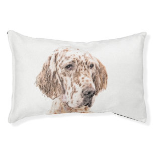 English Setter Orange Belton Painting Dog Art Pet Bed