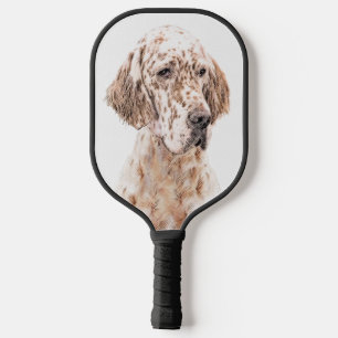 English Setter Orange Belton Painting Dog Art Pickleball Paddle