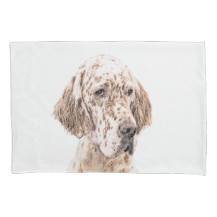 English Setter Orange Belton Painting Dog Art Pillow Case