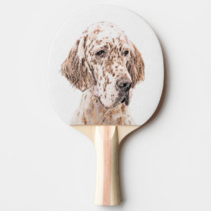 English Setter Orange Belton Painting Dog Art Ping-Pong Paddle