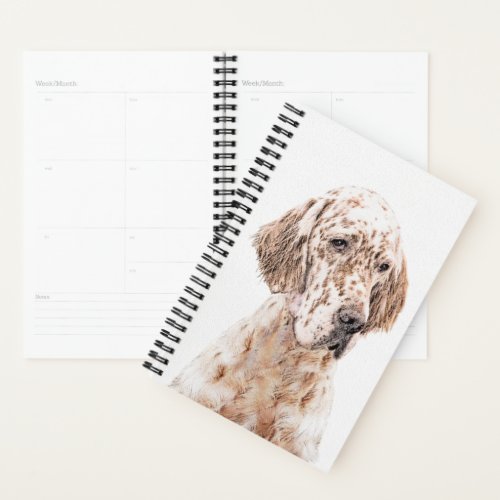 English Setter Orange Belton Painting Dog Art Planner