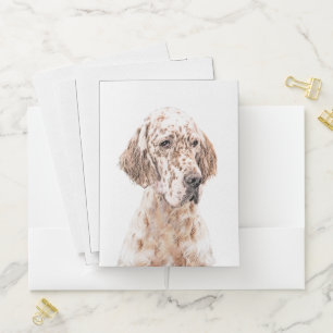 English Setter Orange Belton Painting Dog Art Pocket Folder