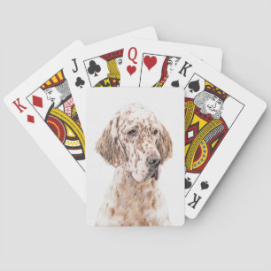 English Setter Orange Belton Painting Dog Art Poker Cards