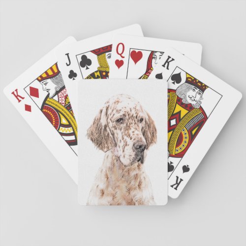 English Setter Orange Belton Painting Dog Art Poker Cards