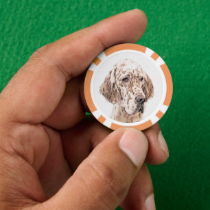 English Setter Orange Belton Painting Dog Art Poker Chips