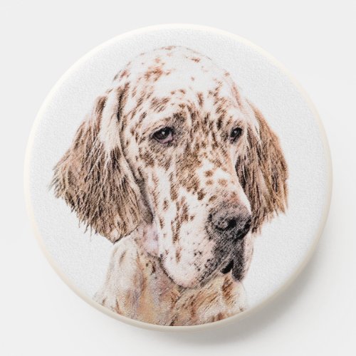 English Setter Orange Belton Painting Dog Art PopSocket