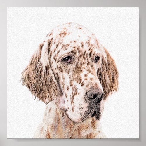 English Setter Orange Belton Painting Dog Art Poster