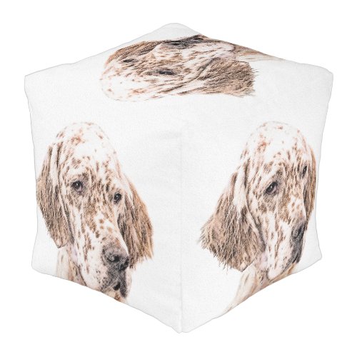 English Setter Orange Belton Painting Dog Art Pouf