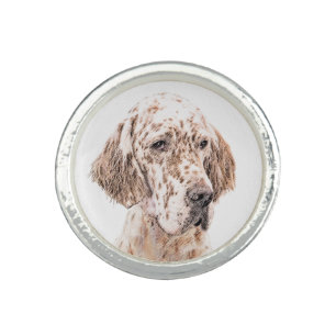 English Setter Orange Belton Painting Dog Art Ring