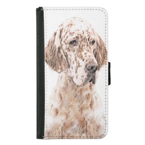 English Setter Orange Belton Painting Dog Art Samsung Galaxy S5 Wallet Case