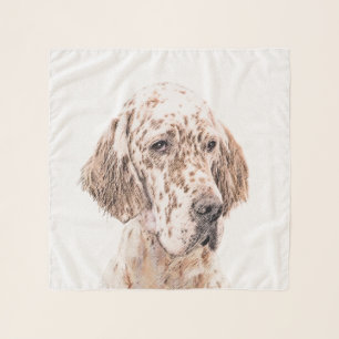 English Setter Orange Belton Painting Dog Art Scarf