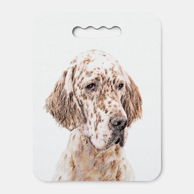 English Setter Orange Belton Painting Dog Art Seat Cushion (Front Vertical)
