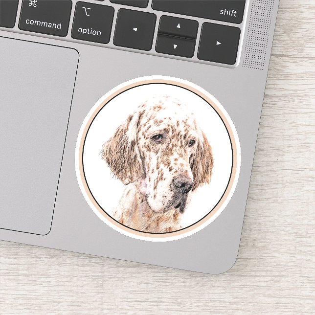 English Setter Orange Belton Painting Dog Art Sticker (Detail)