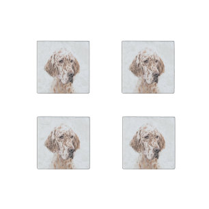 English Setter Orange Belton Painting Dog Art Stone Magnet