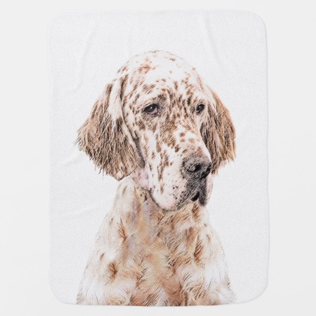 English Setter Orange Belton Painting Dog Art Stroller Blanket (Front)