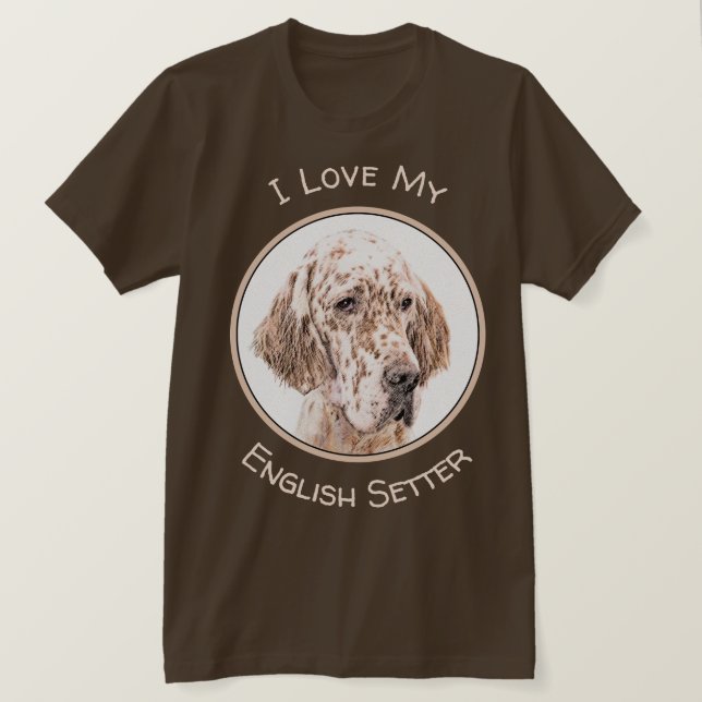 English Setter Orange Belton Painting Dog Art T-Shirt (Design Front)