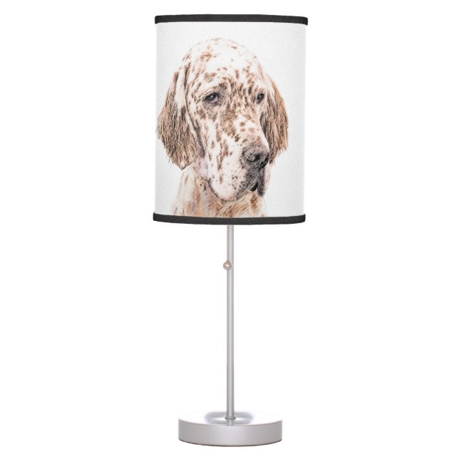 English Setter Orange Belton Painting Dog Art Table Lamp (Front)