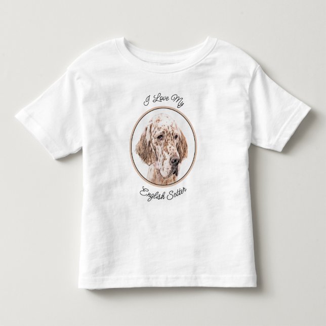 English Setter Orange Belton Painting Dog Art Toddler T-shirt (Front)
