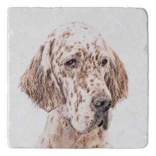 English Setter Orange Belton Painting Dog Art Trivet
