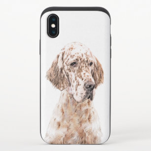 English Setter Orange Belton Painting Dog Art iPhone X Slider Case