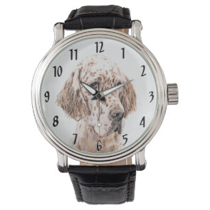 English Setter Orange Belton Painting Dog Art Watch