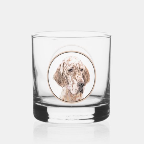 English Setter Orange Belton Painting Dog Art Whiskey Glass