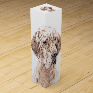 English Setter Orange Belton Painting Dog Art Wine Box