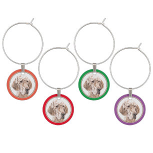 English Setter Orange Belton Painting Dog Art Wine Charm